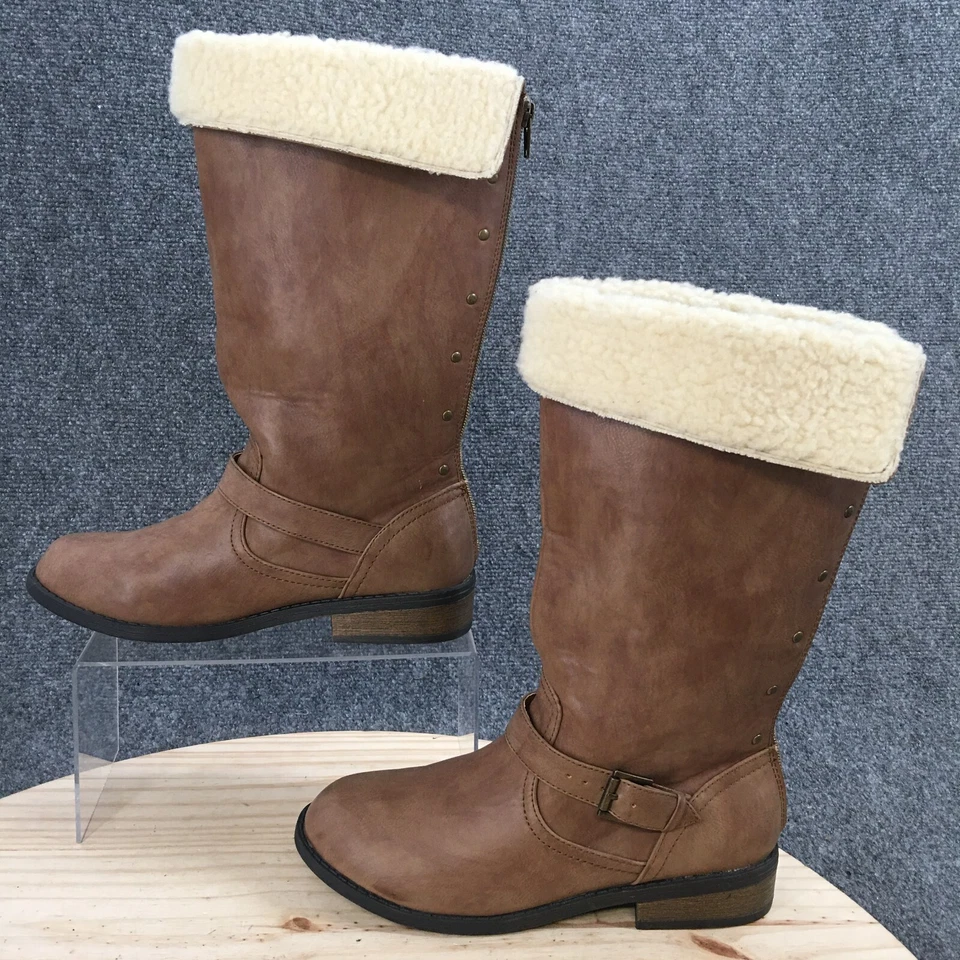 Steve Madden 靴子 青少年 5 冬季靴 带领 128692 米色 皮革拉链 — 第 2/4 张图片