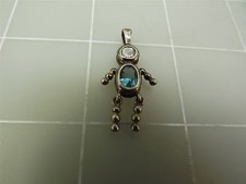 Sterling Silver 925 Child BIRTHSTONE Light Blue Stone Pendant 2.0Gr