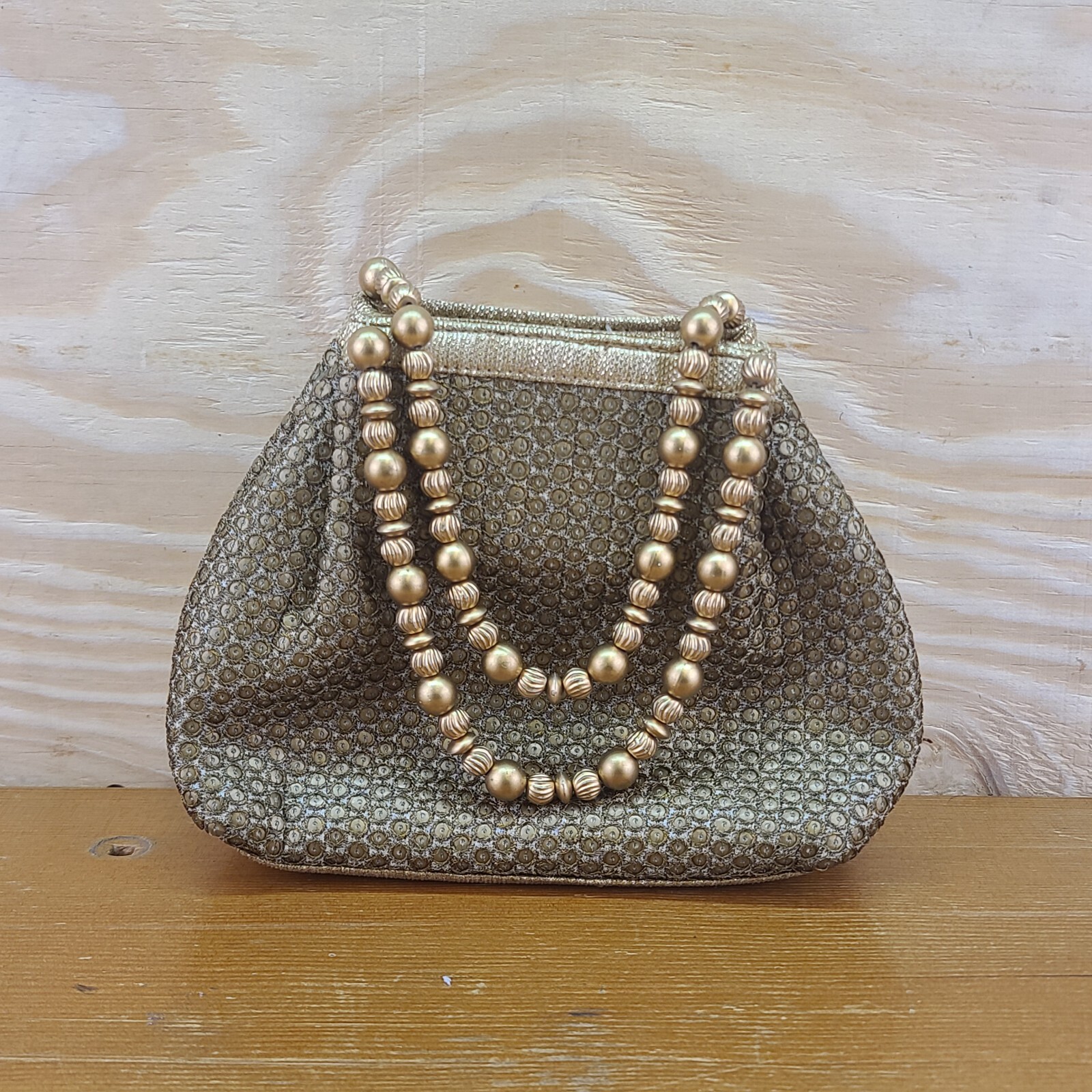 Beaded Clutch Purse Vintage Gold Color