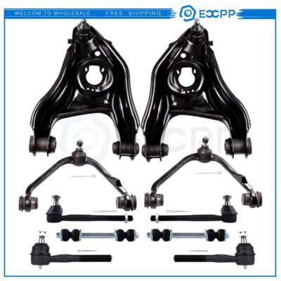 ECCPP 10Pcs Complete Front Upper Lower Steering Part Fits Ford Lincoln 2WD ONLY