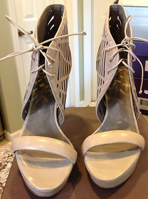 Sandales à Plateforme Pour La Victoire En Cuir Taupe Beige - Taille 38.5 (US 7.5), Occasion