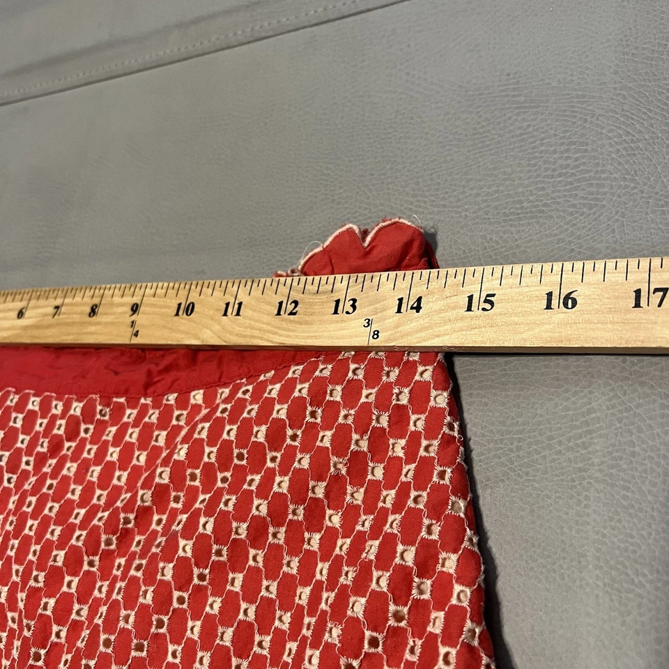 Marc Jacob Women Orange Eyelet Skirt Y2K Preppy Barbie BOHO Cotton Hippie-4-2057 - Image 4 of 4