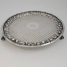 Gordon & Co. Baltimore Sterling Silver Repousse Salver Card Tray 7