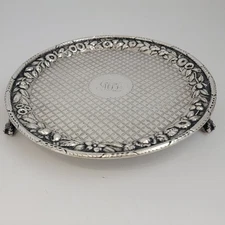 Sterling Silver Repousse Salver Card Tray by Gordon & Co. Baltimore