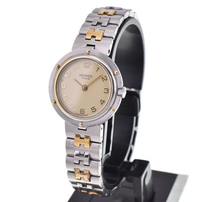 discount HERMES Olympia Stainless Steel/Gold Plated Ladies  display picture 1