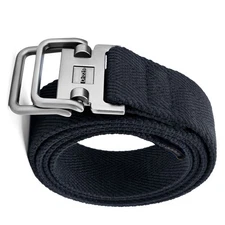 Men Plus Size Black Canvas Web Belt Sturdy Double D Ring Durable Fabric Outdoor