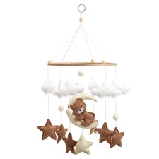 Sleepy Bear Felt Baby Mobile Moon Stars Nursery Decor Teddy Crib
