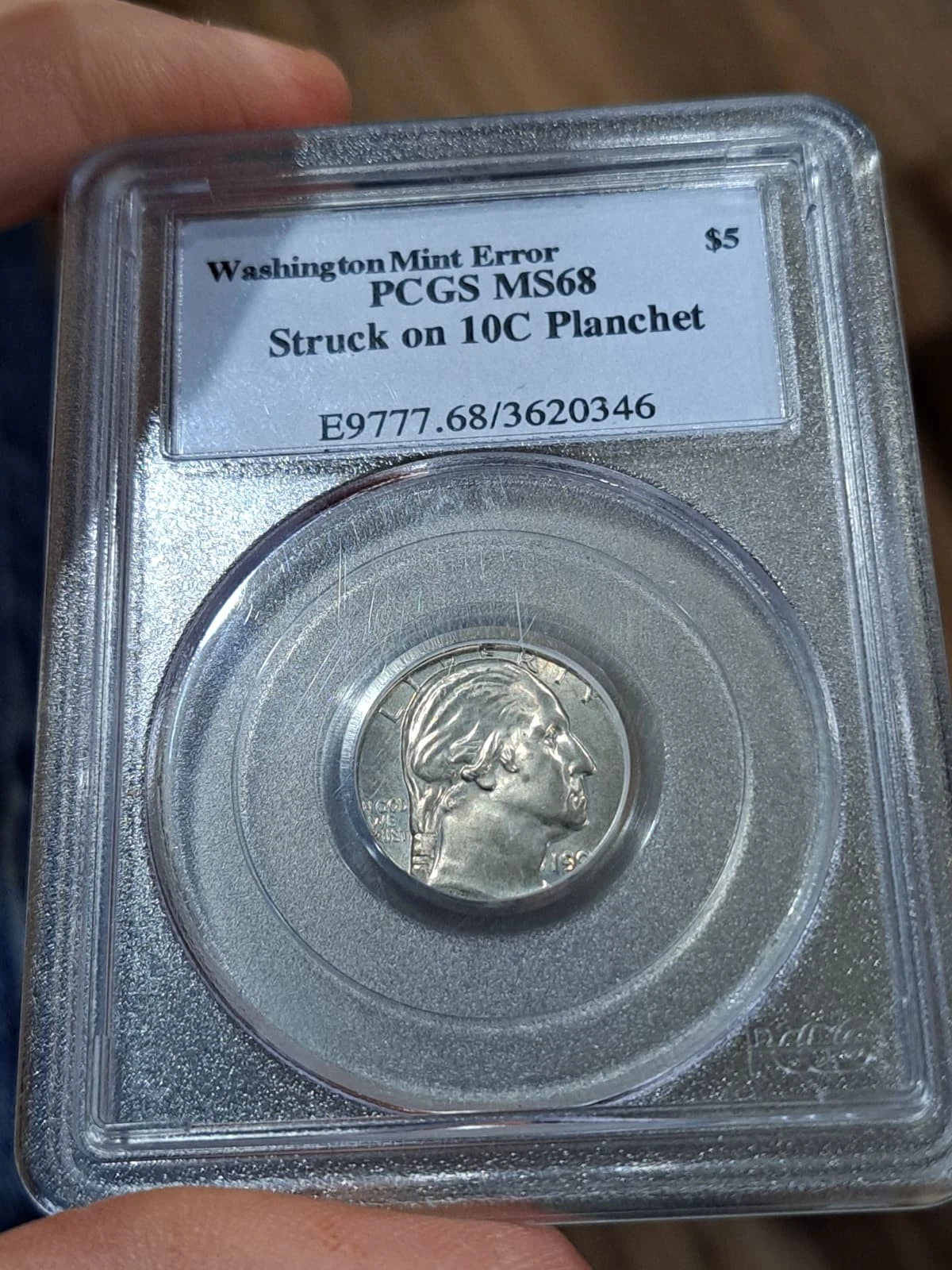 Washington $5 error struck on a 10c planchet!! Off the market for over 20 years!