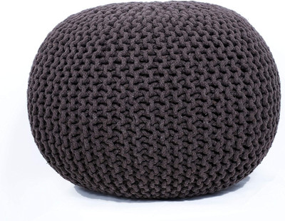 round Pouf Ottoman Hand Knitted 100% Cotton Pouf Foot Stool - Knitted Bean Bag -