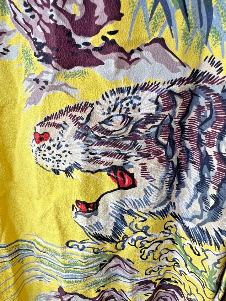 Camisa De Colección Avanti Seda Hawaiana Aloha Bengala Tigre Amarillo Seda Para Hombre L RARA Foto 4 de 4