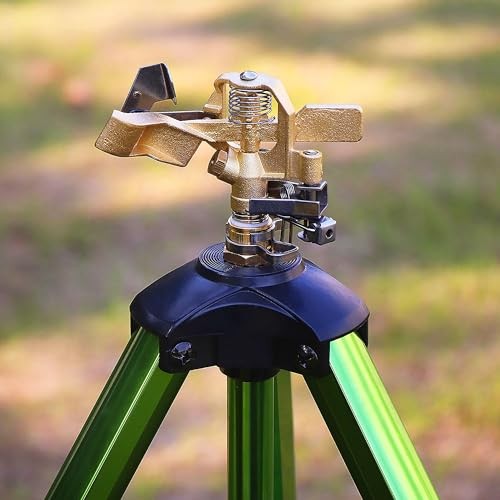  Impact Sprinkler on Tripod Base with Stakes, 360 Degree Large Area Coverage 1
