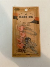 Vintage Pack of 4 Diaper Pins. Pink Pins. New in Pack