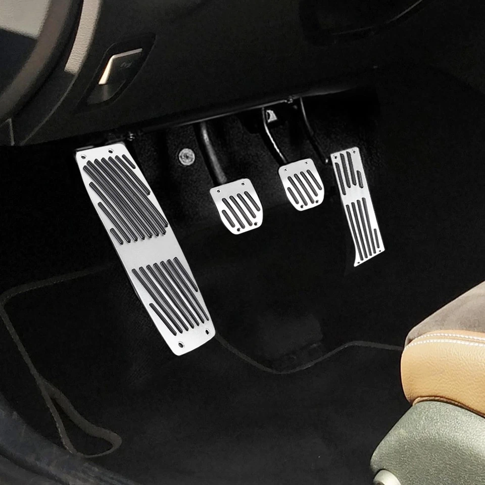 Kit de cubierta de pastillas de pedal de freno de reposapiés de coche para BMW M3 E93 E46 2000-2013 tono plateado  Foto 2 de 4