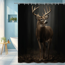 Majestic Deer Wildlife Rustic Nature Forest Art Brown Buck Shower Curtain