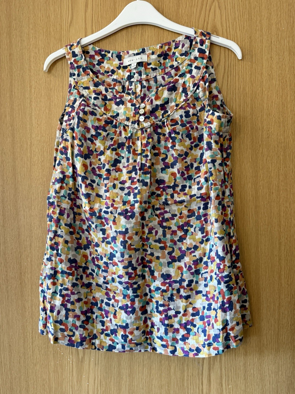 Women’s Kew 159 Colourful Spotty Top Size Small 100% Linen