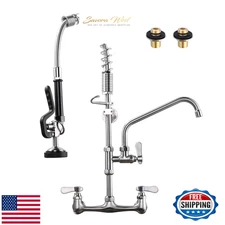 iVIGA Brushed Nickel Commercial Kitchen Faucet Pre-Rinse Sprayer 8" Wall Mount 2