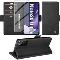 HandyhüLle PU Leder Schwarz Wallet Flip Case Standfunktion FüR Galaxy Note 20