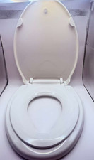 White Round Family Toilet Seat with Built-In Child Seat Dual Seat Lid / NEW