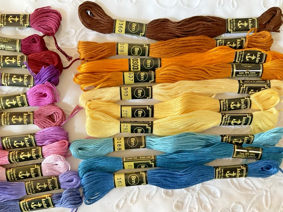 Anchor Embroidery Floss Lot of 21 Asst Colors Fil A Broder 8m Cotton Germany New - Image 3 of 3