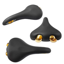 Vintage GT / Haro BMX Saddle Black  Gold Reflector Peel-Off -Retro Bicycle Seat