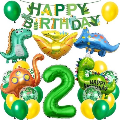 Dino Geburtstag Deko 2 Jahre, XXL Dinosaurier Deko Kindergeburtstag, Geburtst...