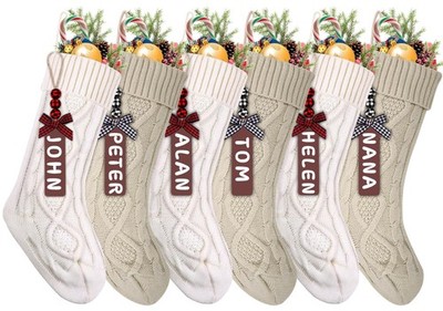 Ximishop 6Pack Christmas Stockings 18Inch Large Personalized Cable Knitted Xmas