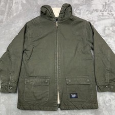 WALLS Sherpa Lined Barn Blizzard Pruf Jacket Boy's Large 12/14 Work Hooded Green