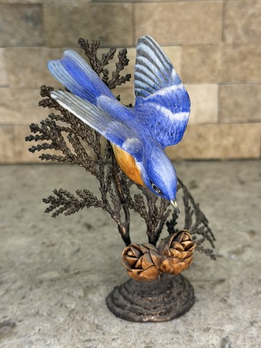 Vintage Royal Worcester Ceramic & Metal “Bluebird” Figurine Rare