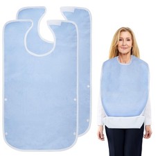 2 Pack Unisex Adult Bibs for Women, Men, Elderly, Seniors, Waterproof Bibs fo...