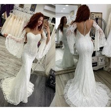 Elegant Mermaid Wedding Dresses Sweetheart Lace Applique Backless Slim Fit Gowns
