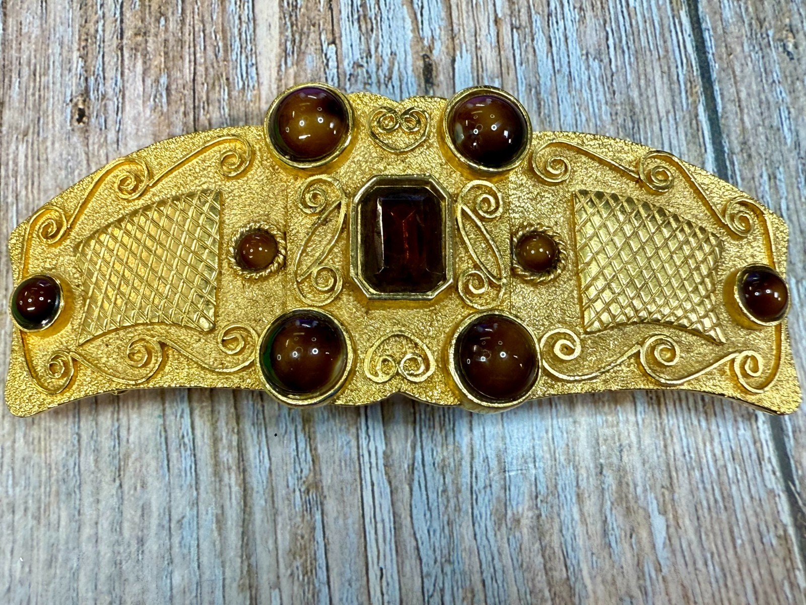 Interlocking Two Piece with Tigers Eye Stone Inla… - image 18