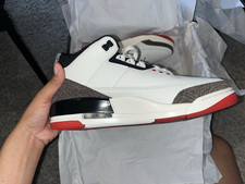 Nike Air Jordan 3 Men s Mid Top Leather Basketball Sneakers White Black Red