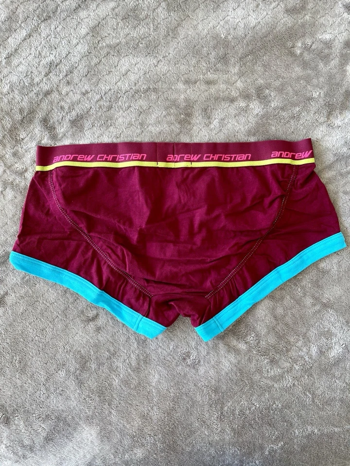Calzoncillo boxer Andrew Christian con tecnología Show It, granate, mediano, nuevo sin etiquetas Foto 3 de 4