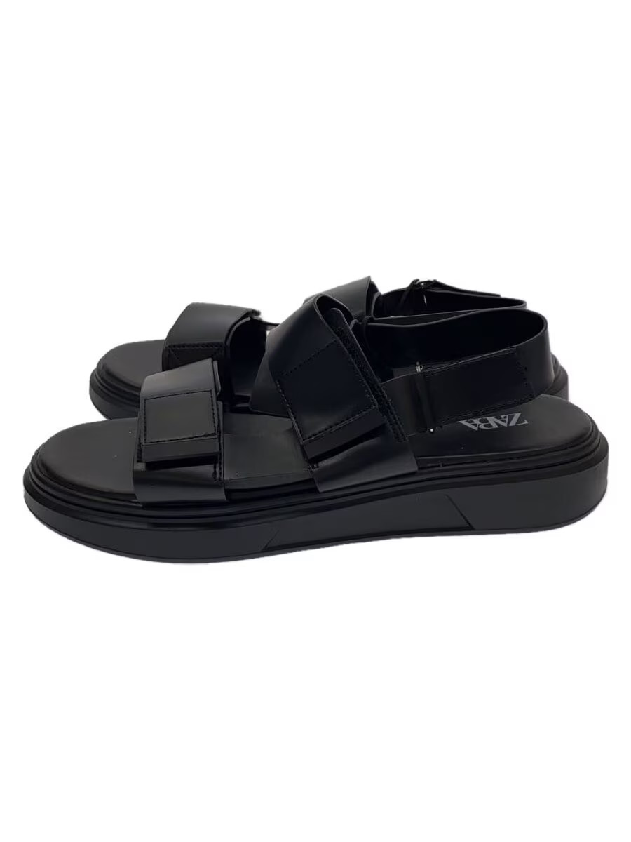 ZARA ブラック ミュール 35サイズ 新品 ZARA メッシュ ミュール 40 26cm フラット サンダル 黒