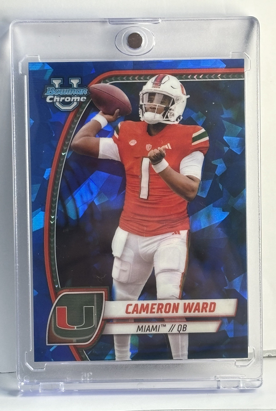 💎Cam Ward RARE 2024 Bowman University Chrome Sapphire SSP Cameron #3 Miami 💎