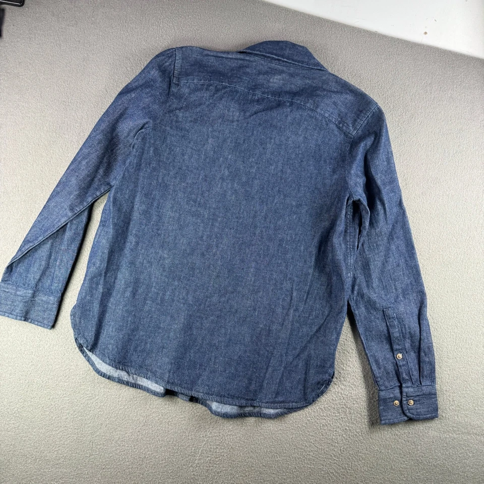 Banana Republic Denim Shirt Women M Hemp BR Chambray Button Cotton Blend Western - Image 3 of 4