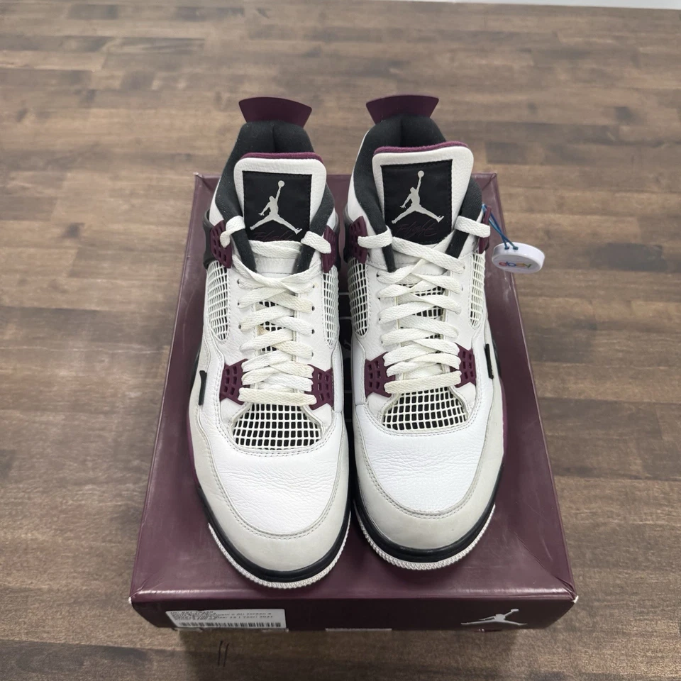 Talla 11.5 - Jordan 4 Retro x Paris Saint-Germain Burdeos 2020 (USADO) Foto 2 de 4