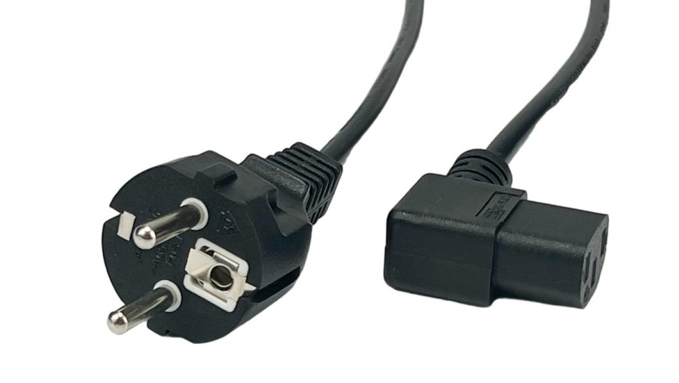 Power Cord CEE7 IEC C13 L Square - POSAC-C13L-EU15 Black 1.5m /T2UK