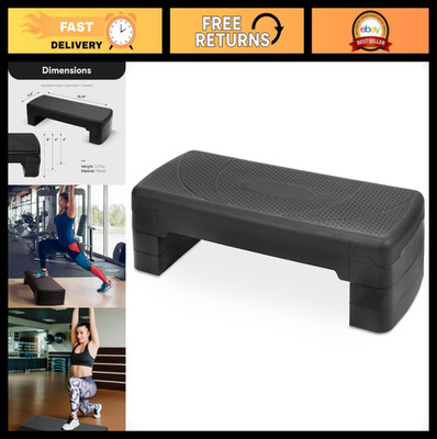 Adjustable Aerobic Step Platform Trainer with 3-Level Risers, 400lb Capacity - N