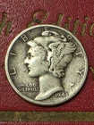 1943-P  Mercury SILVER Dime   BEAUTIFUL  Patina! Strong !  FINE  ( F ) Condition