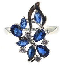 Princess Cut Tanzanite CZ Ladies Daily Wear Silver Rings 7.0