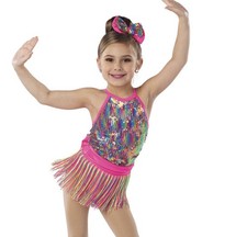 A Wish Come True  Friend Medley  Fringe Skirt Multi Color Neon Dance Costume SC