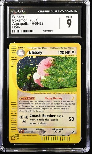 CGC 9 MINT Blissey H6/H32 Holo 2003 Pokemon Aquapolis Pop 19