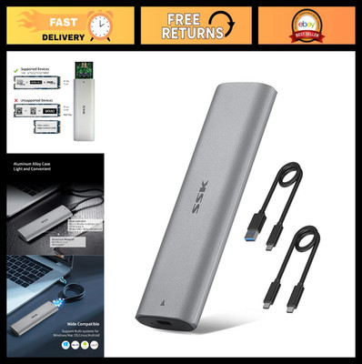 Tool-Free M.2 NVMe SSD Enclosure Adapter, USB C 3.2 Gen 2, 10Gbps, UASP Trim, 22