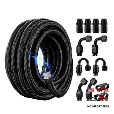  Conductive PTFE Fuel Line Kit,Antistatic E85 Nylon Braided PTFE Fuel Hose 10AN