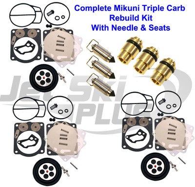 Yamaha Triple Mikuni Carburetor Rebuild Kit & Needle/Seat GP XL XLT 1200 R