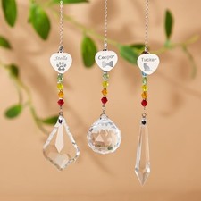 Rainbow Bridge Pet Memorial Suncatcher - Personalized Heart Charm for Cats, Dogs