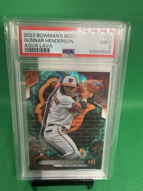 2023 Bowman's Best Aqua Lava Gunnar Henderson RC 026/199 PSA 9 Baltimore Orioles