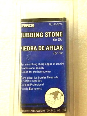 SUPERIOR Tile Rubbing Stone 531228 Non-Marring, 60 Grit, White 83-821A, 8x2x1''