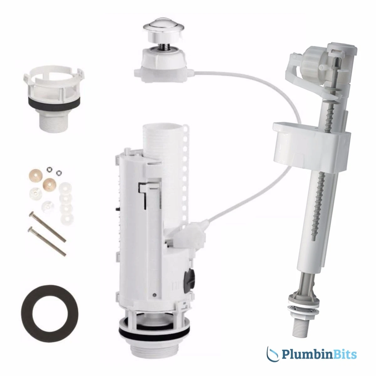 Siamp Complete Universal Cistern Kit Dual Flush Valve Push Button Inlet Valve